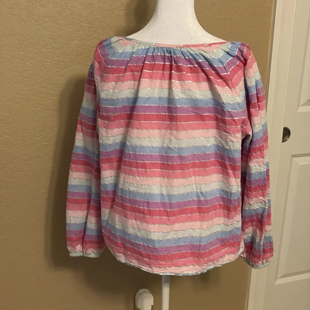 J. Crew Pink‎ and Blue Striped Blouse, Medium